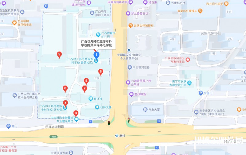 廣西幼兒師范高等?？茖W校附屬中等師范學校地址，乘車路線